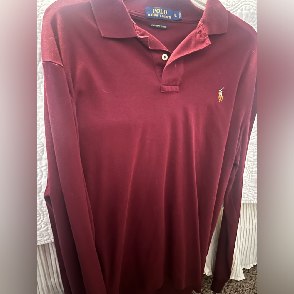 Iron red polo long sleeve shirt